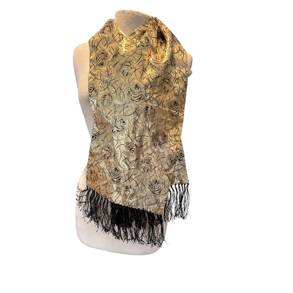 Oscar De La Renta Metallic  Fringe Scarf - Picture 2 of 7